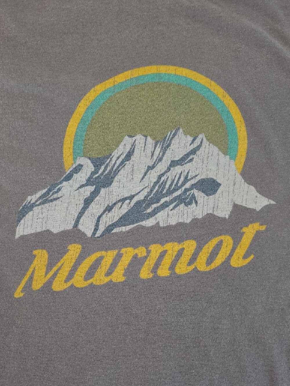 Marmot Charcoal Graphic Mountain Tee with Yellow & Teal Accents - Picture 6 of 6